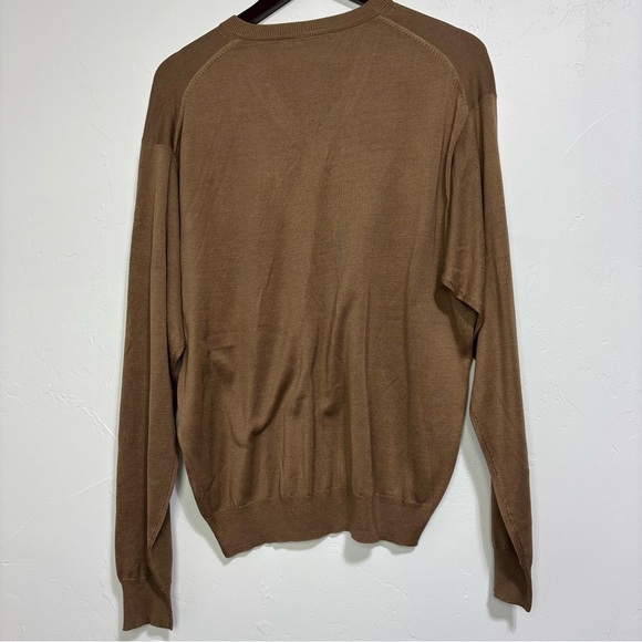 Cullen Men's V Neck 100% Silk Sweater Tan Camel Neutral XL Pullover - Picture 5 of 8